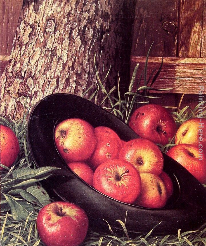 Still Life of Apples in a Hat painting - Levi Wells Prentice Still Life of Apples in a Hat art painting
